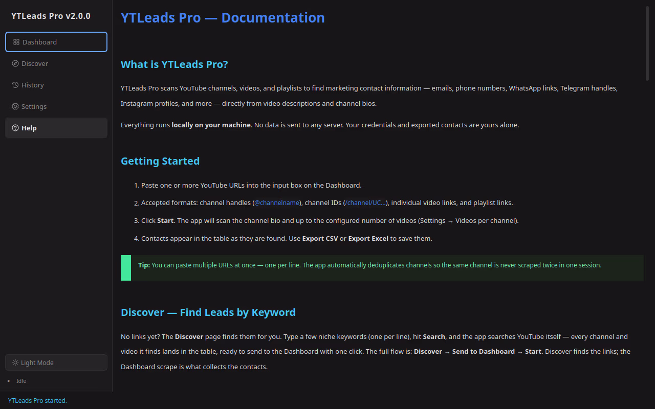 YTLeads Pro, help on desktop in dark mode